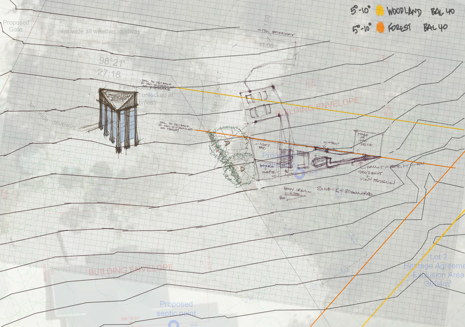 Architectural site sketch and design