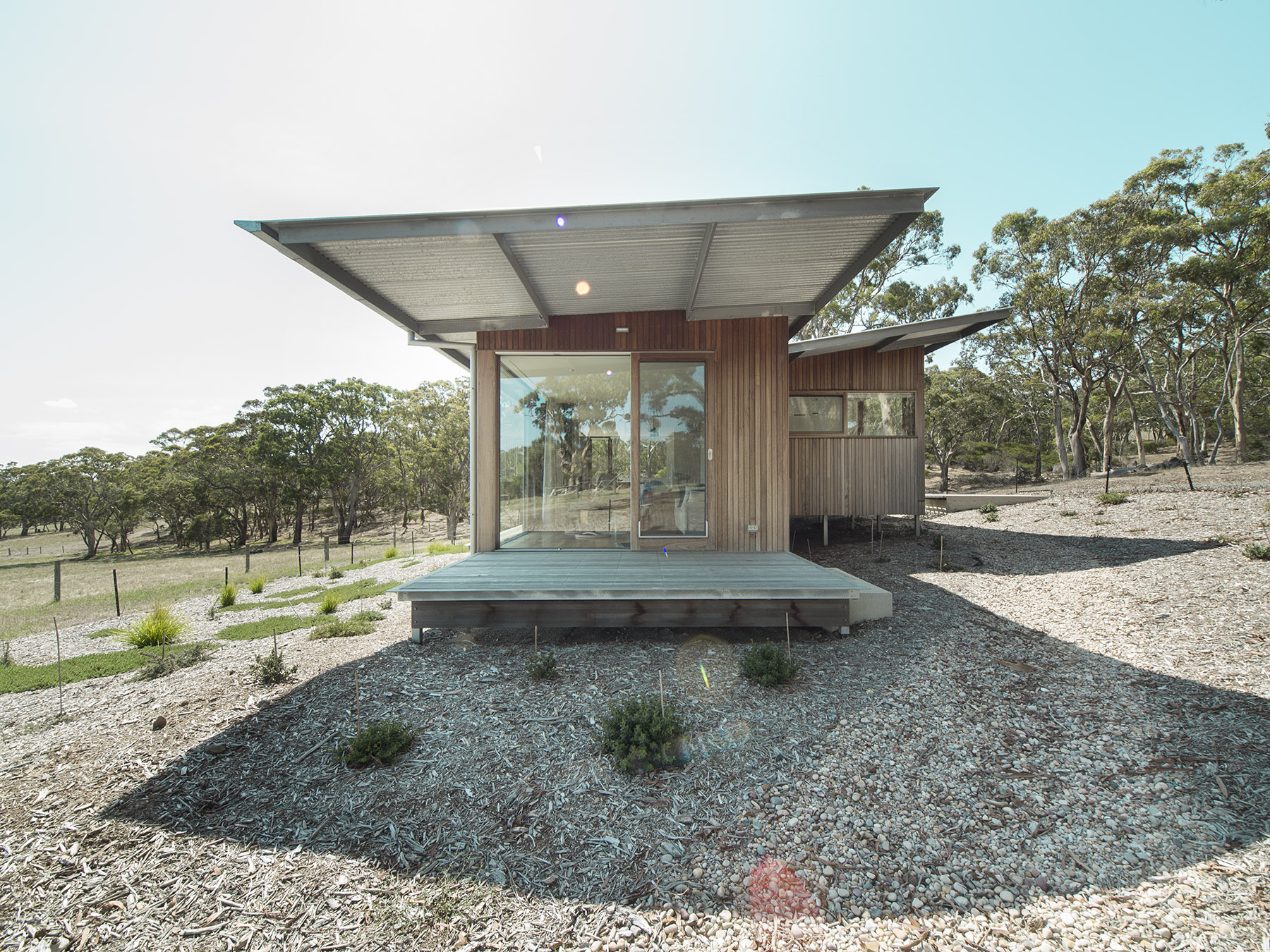 Modern pavilion home by John Adam Architects set in Australian bushland